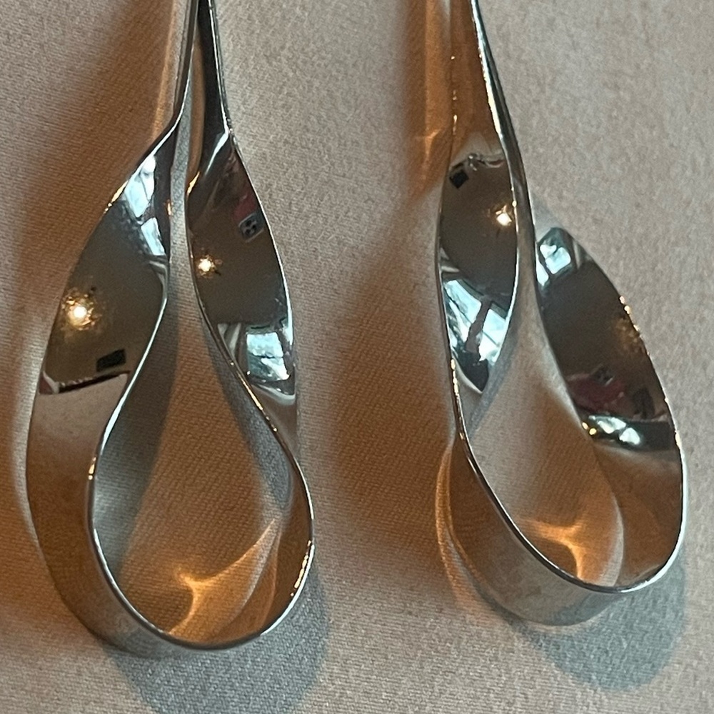 Silver Ribbon Drop Earrings - Picture 4 of 4
